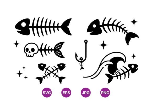 Fish Bone Tattoo Svg Icons Graphic by DesignVectx · Creative Fabrica