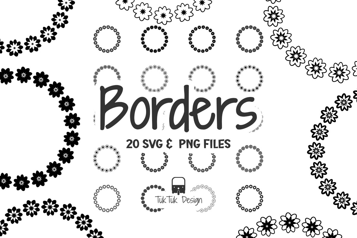 Flower Circle Border Frame SVG PNG Set