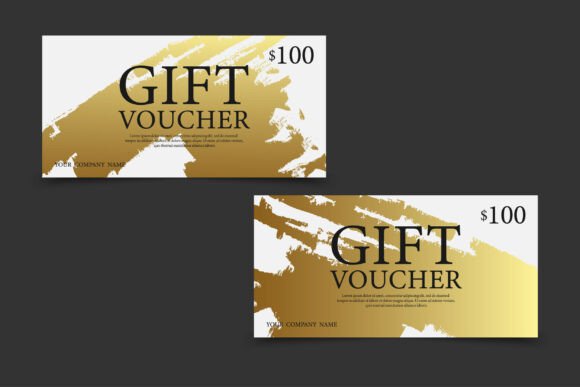 Gift Voucher Coupon with Golden Paint