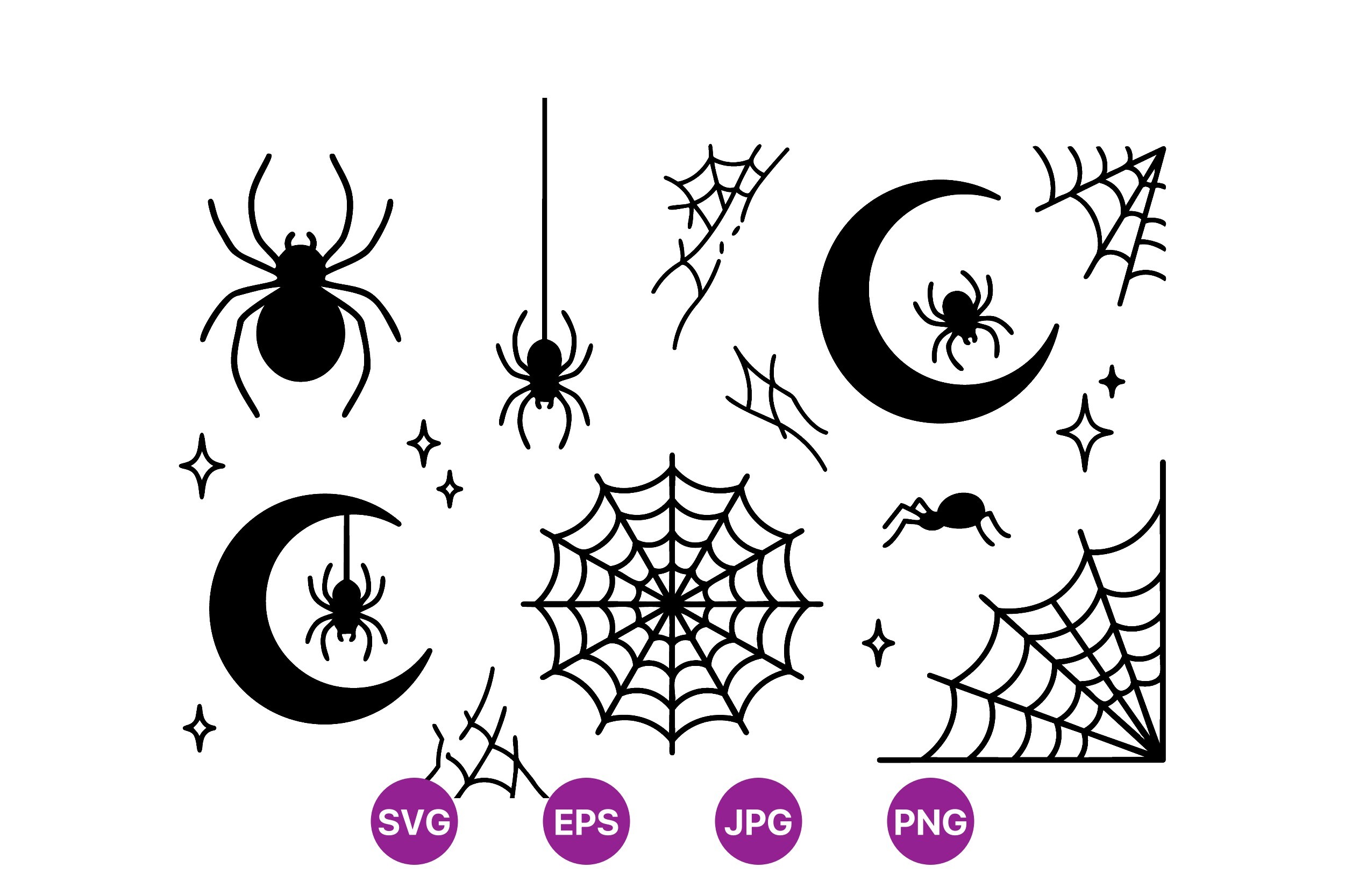 Halloween Spider Web Clipart Set