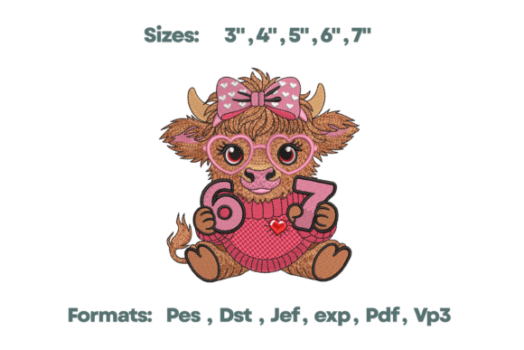 Highland Cow Birthday Number Design