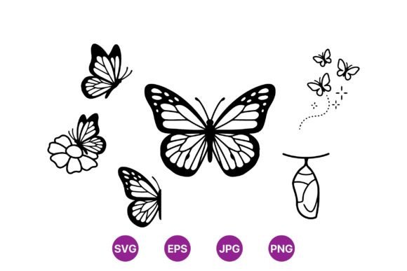Monarch Butterfly SVG Clipart Set Gráfico Ilustraciones Imprimibles Por DesignVectx