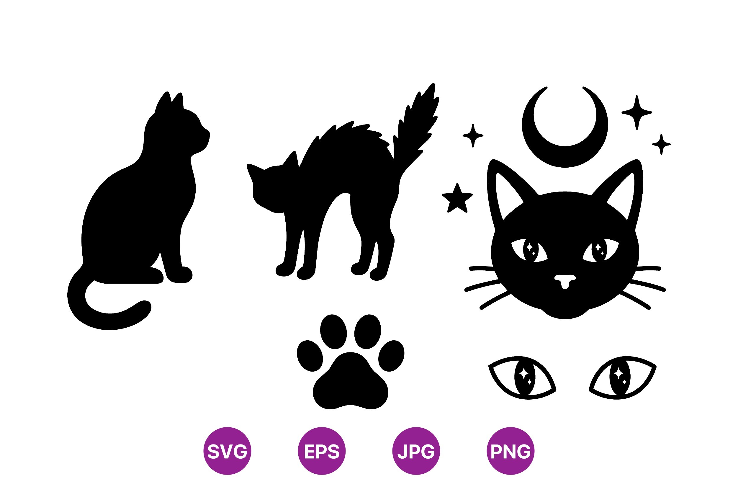 Mystic Black Cat Silhouette SVG