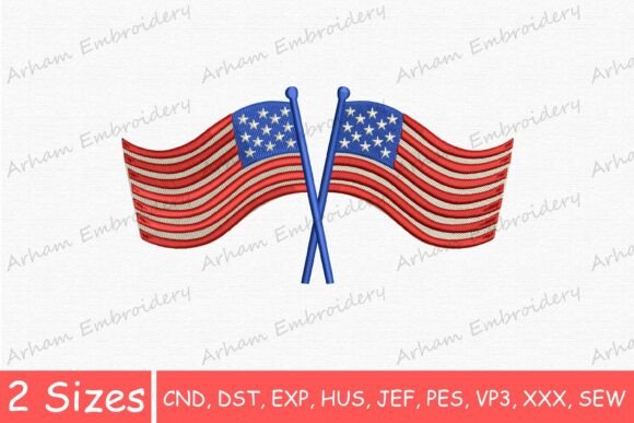 Patriotic Crossed USA Flags