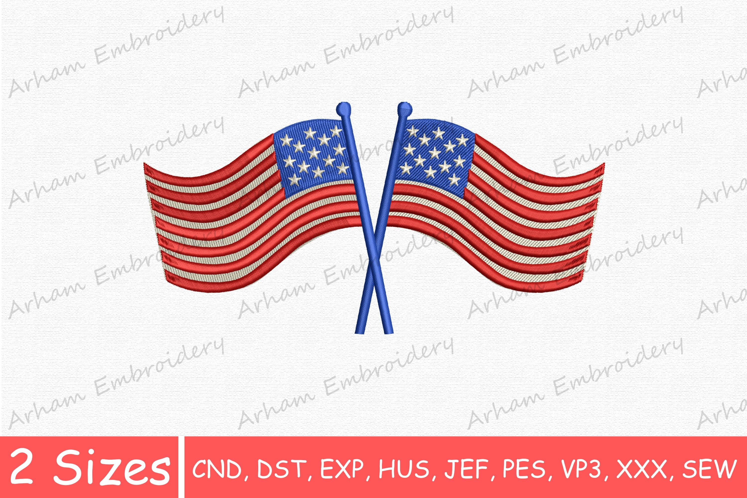 Patriotic Crossed USA Flags