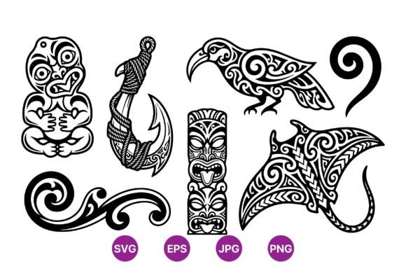 Polynesian Tribal Tattoo SVG Art Grafik Druckbare Illustrationen Von DesignVectx