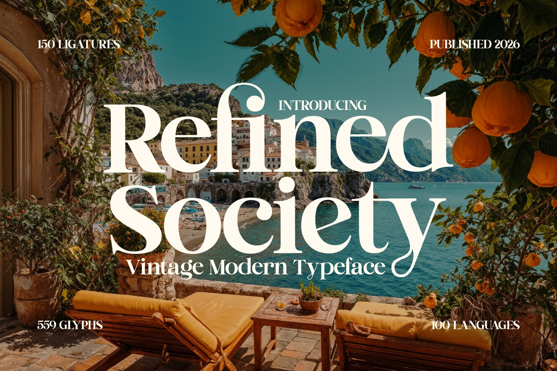 Refined Society — vintage Mediterranean luxury display serif