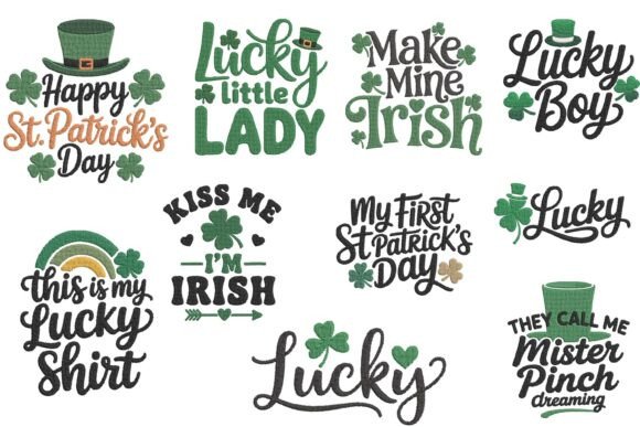 St Patricks Day Lucky Quote Embroidery