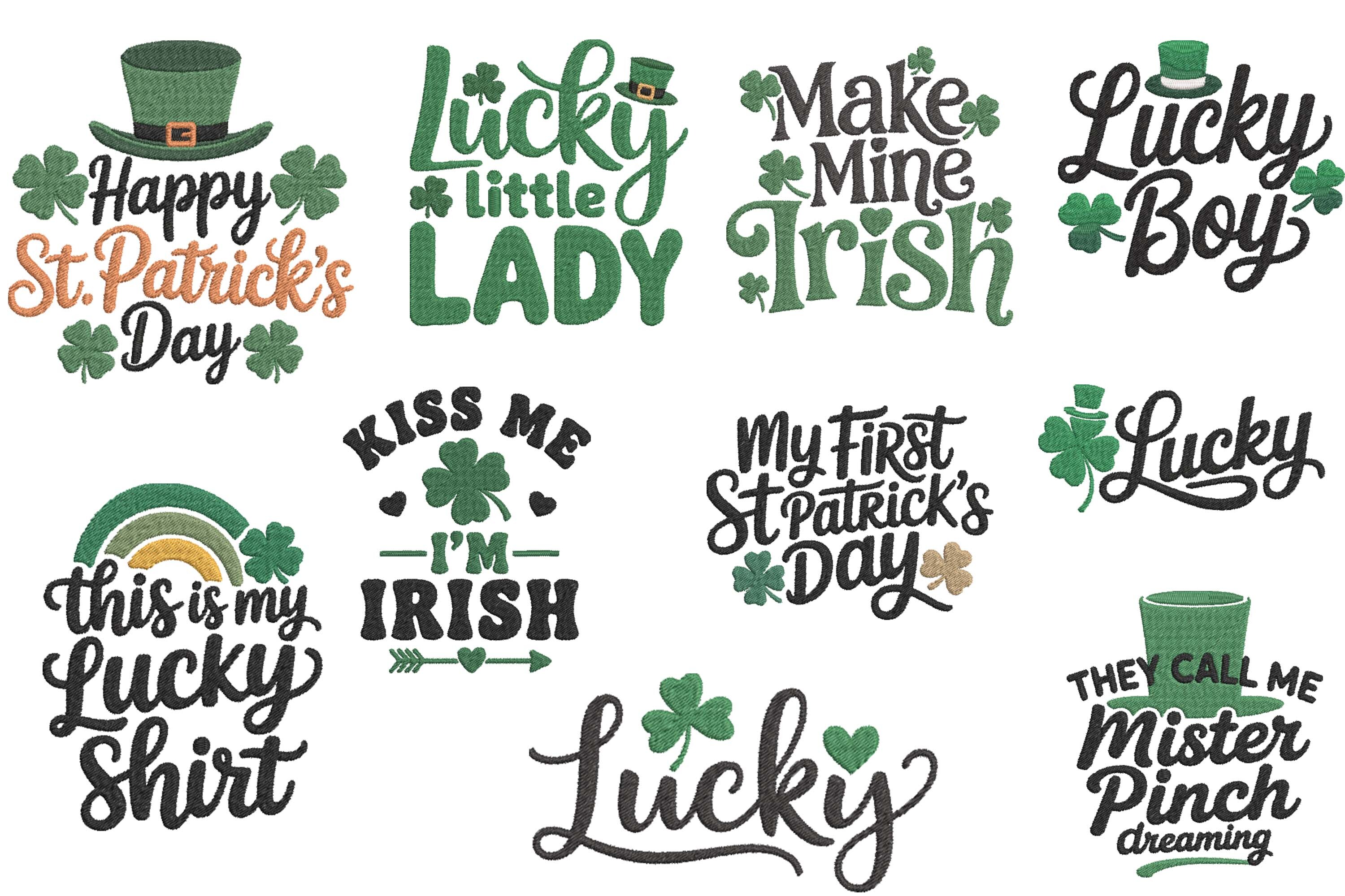 St Patricks Day Lucky Quote Embroidery