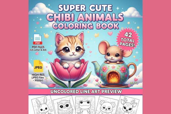 Super Cute Chibi Animals Coloring Book