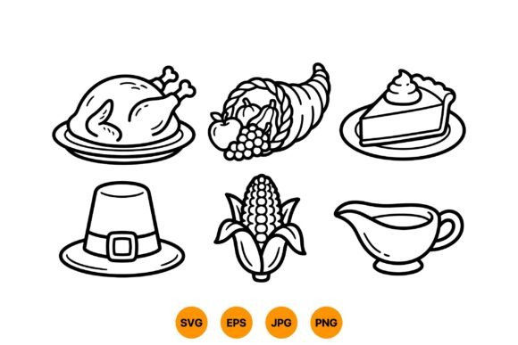 Thanksgiving Line Art Clipart
