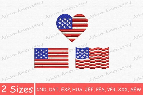 USA Patriotic Heart and Waving Flag