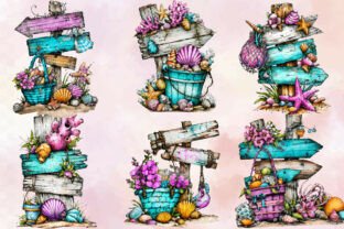Whimsical Beach Wooden Signs Clipart Graphic by SVGArt · Creative Fabrica