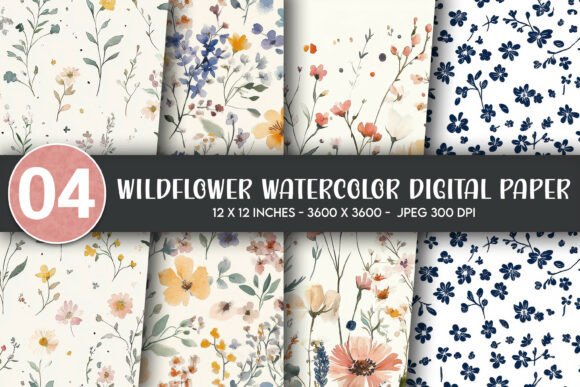 Wildflower Watercolor Digital Paper