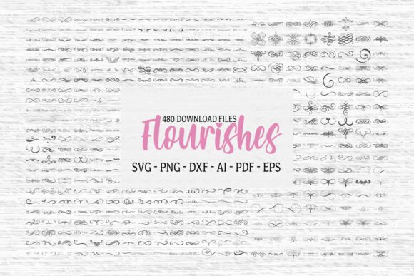 480 Decorative Flourishes SVG Bundle