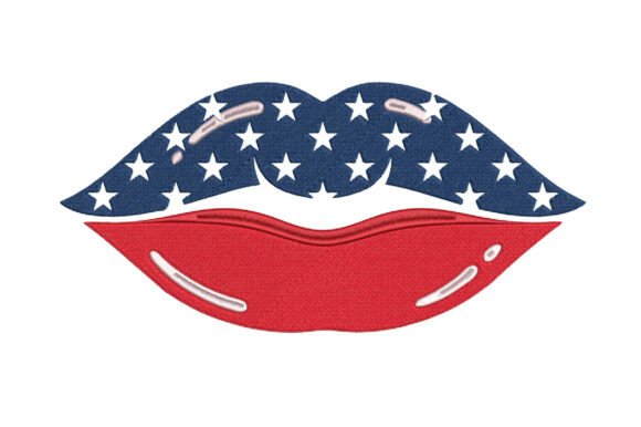 American Flag Lips Embroidery Design