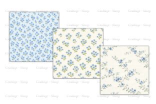 Blue Floral Cottagecore Digital Paper Graphic by Craftiqe-shop ...