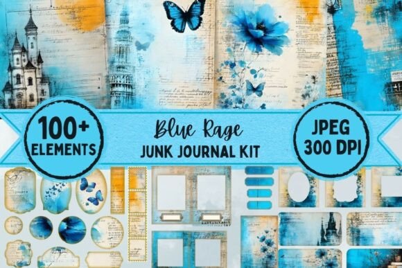 Blue Rage Junk Journal Kit