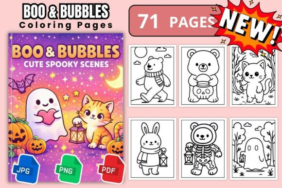 Boo & Bubbles Cute Spooky Coloring Book