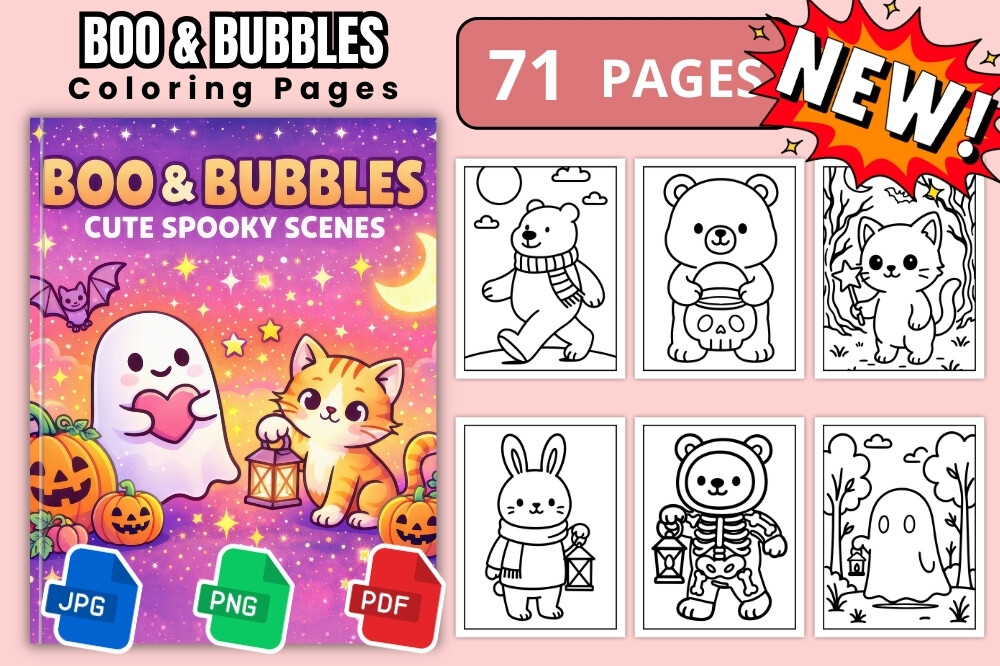 Boo & Bubbles Cute Spooky Coloring Book