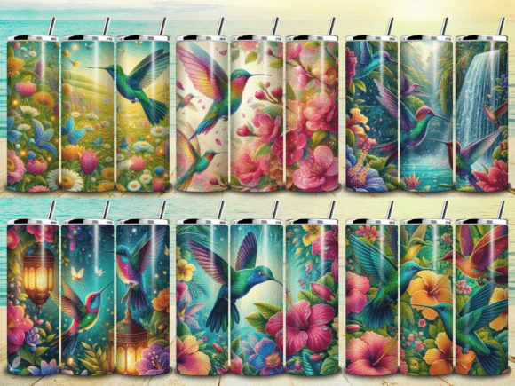 Colorful Hummingbird Tumbler Wrap Bundle