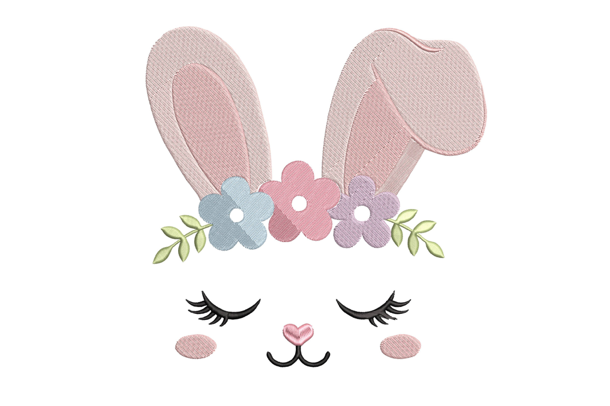 Cute Bunny Face Embroidery Design