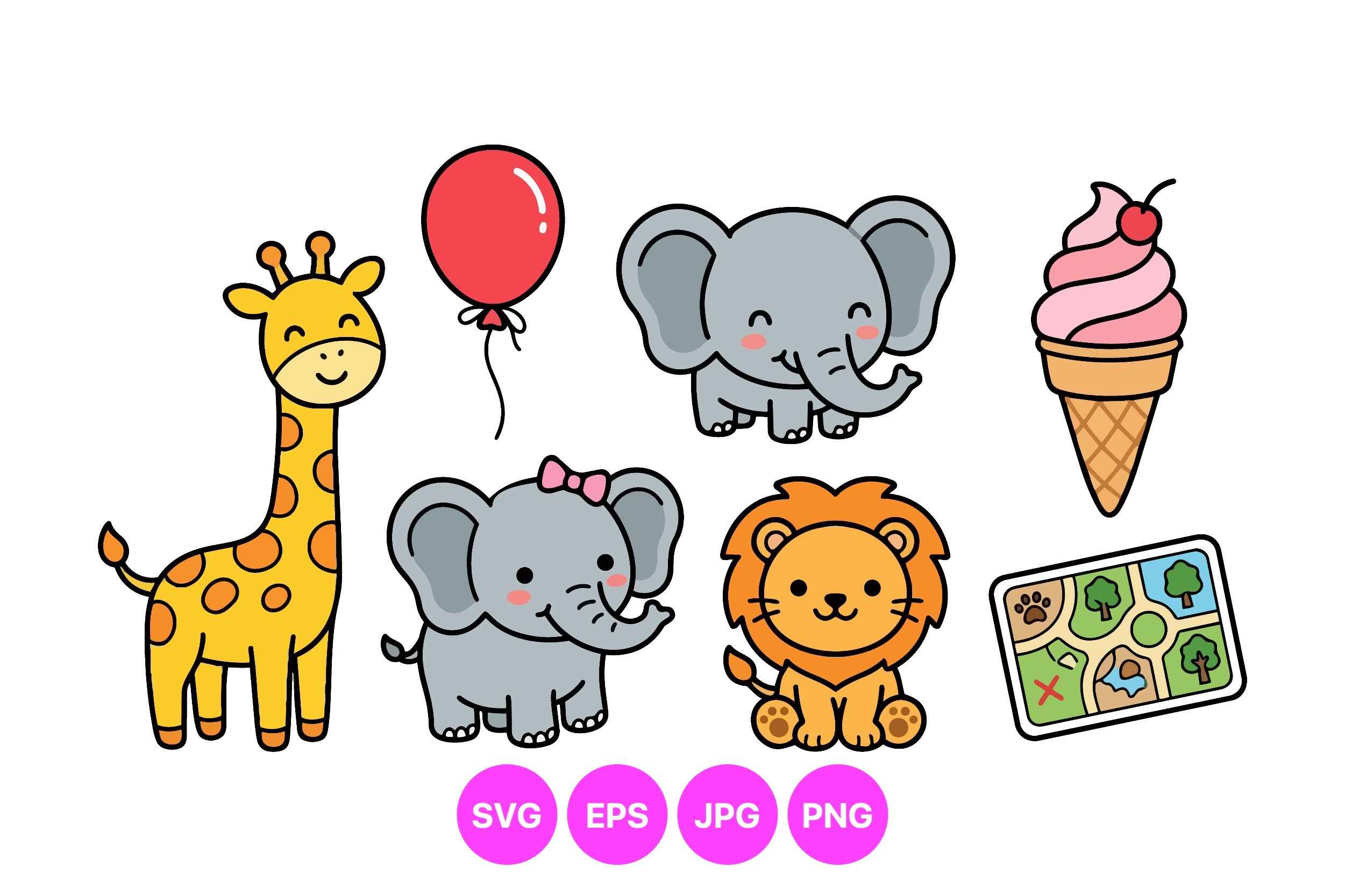 Cute Safari Animal Clipart Pack