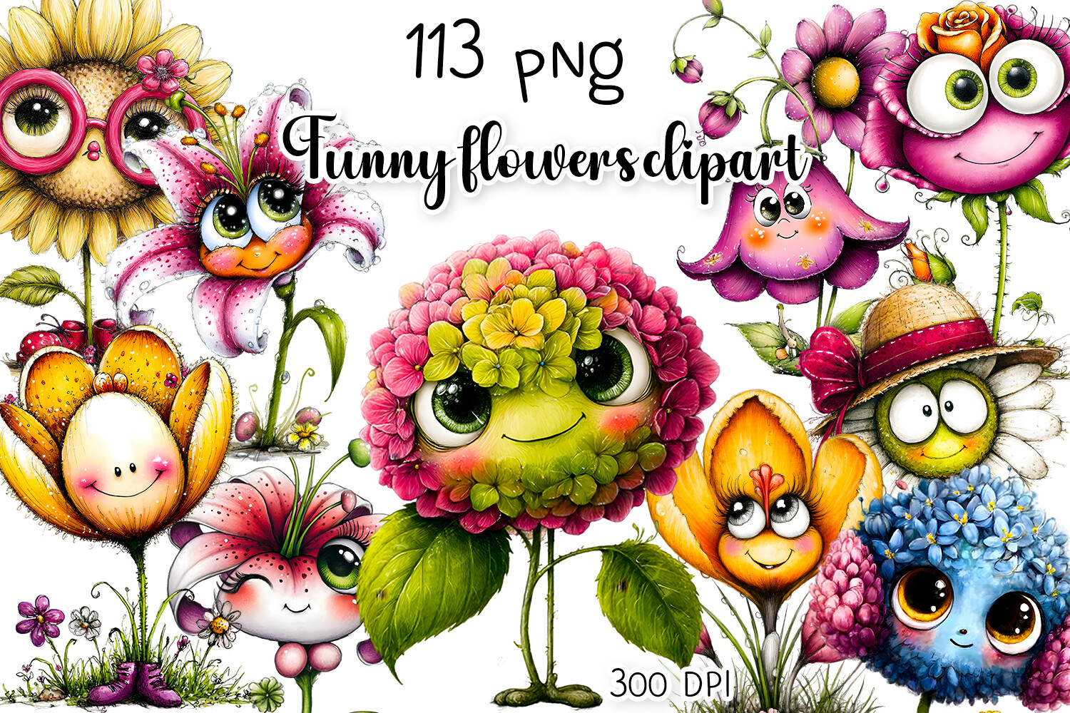 Cute Watercolor Flower Clipart Bundle Graphic by ElenaZlataArt ...