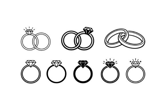 Diamond Wedding Ring Icon Collection