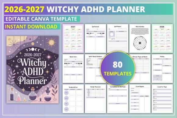 Editable 2026-2027 Witchy ADHD Planner