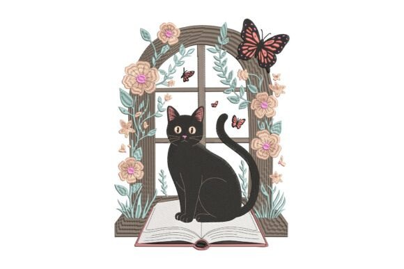 Floral Window Cat