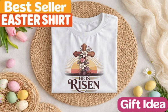 He is Risen Cross Flower Christian Easte