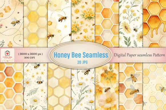 Honey Bee Digital Paper Bundle