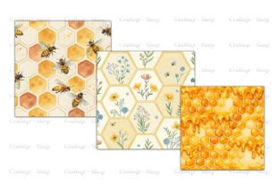Honey Bee Digital Paper Bundle Graphic by Craftiqe-shop · Creative Fabrica
