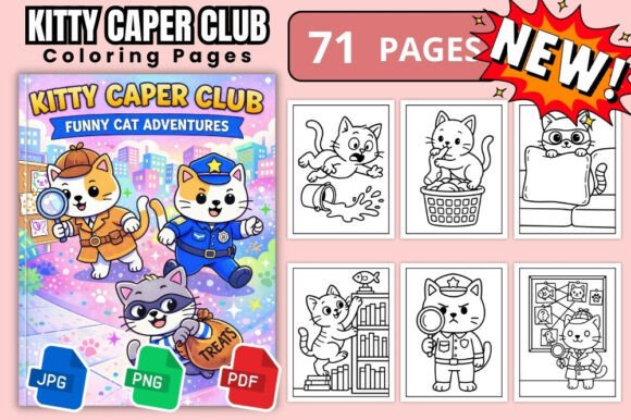 Kitty Caper Club Cat Adventure Coloring