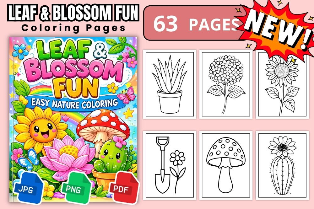 Leaf & Blossom Fun Nature Coloring Book