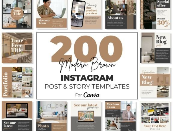 Modern Instagram Canva Template Brown Graphics 1