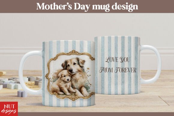 mothers day mug vintage mom dog mug wrap sublimation template ready to press