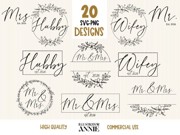 Mr and Mrs 2026 SVG Bundle - Monogram
