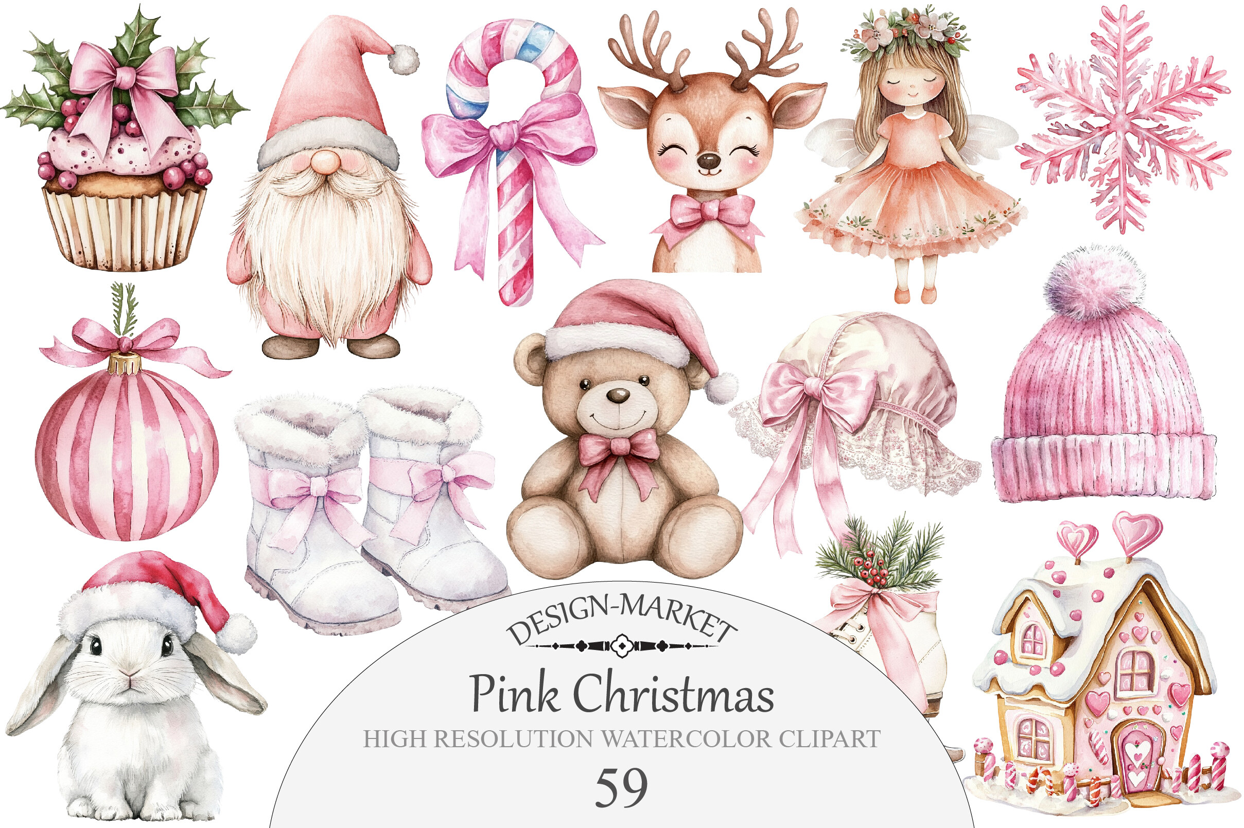 Pink Christmas Clipart Graphic by Design Market · Creative Fabrica