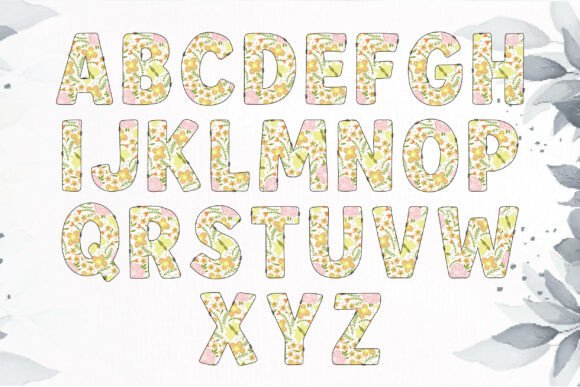 Preppy Coquette Flower Alphabets Font PNG with transparent background - Preview 1