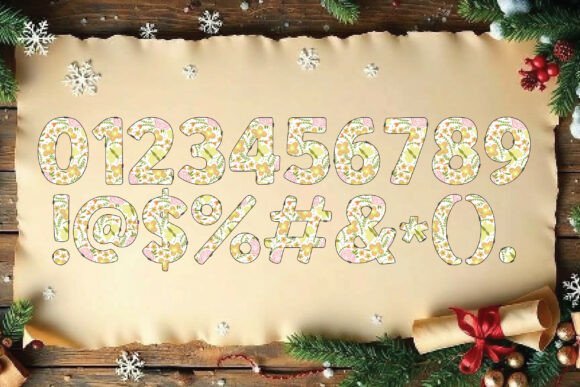 Preppy Coquette Flower Alphabets Font PNG with transparent background - Preview 2