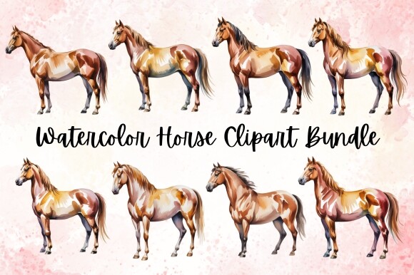 Watercolor Horse Clipart Bundle Graphic by zahed6525 · Creative Fabrica