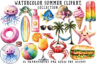 Watercolor Summer Clipart Graphic by RevolutionCraft · Creative Fabrica