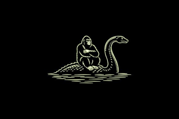 Bigfoot Riding Loch Ness Monster