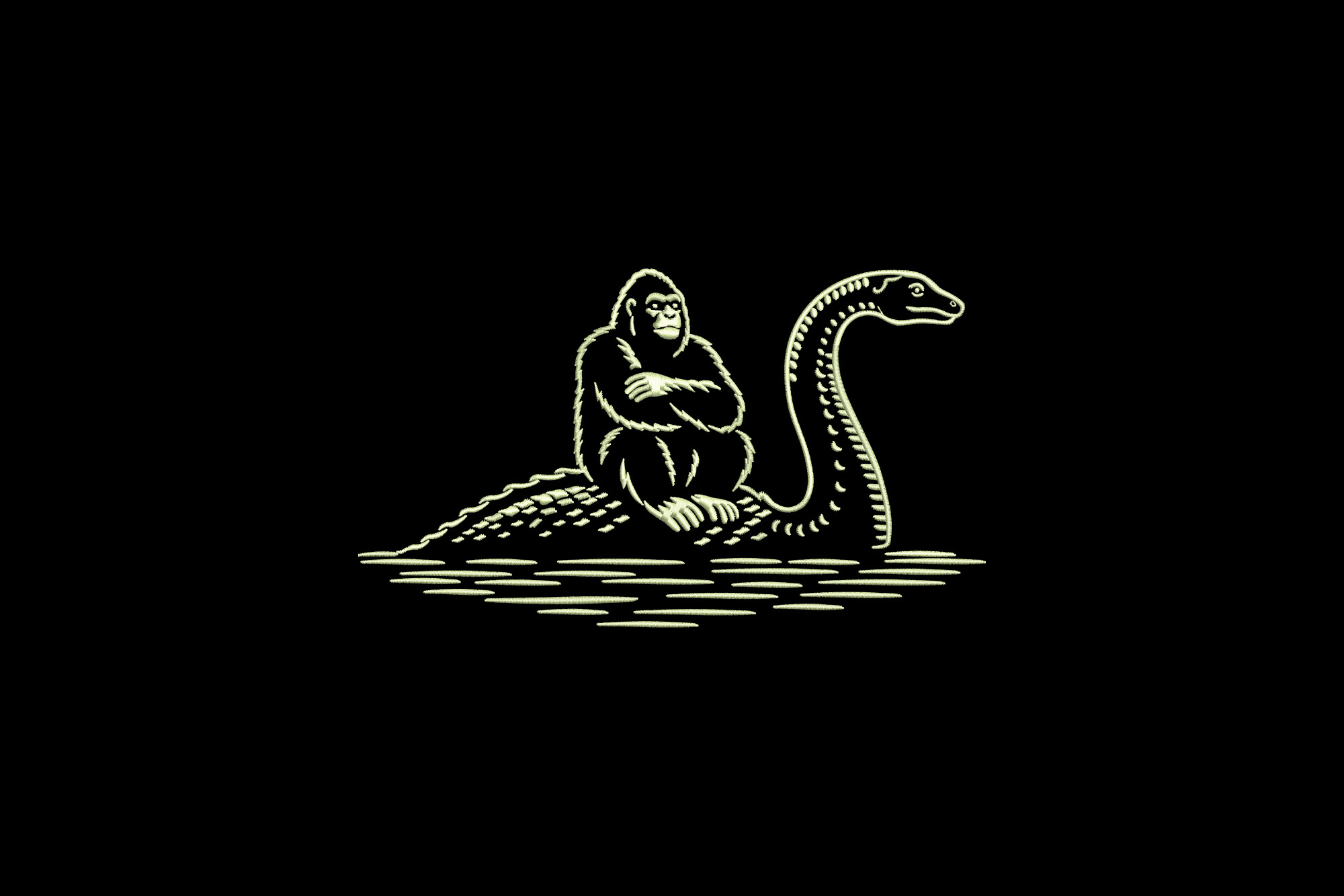 Bigfoot Riding Loch Ness Monster