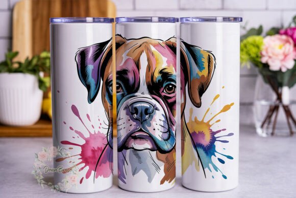Watercolor boxer 20oz skinny tumbler wrap sublimation file