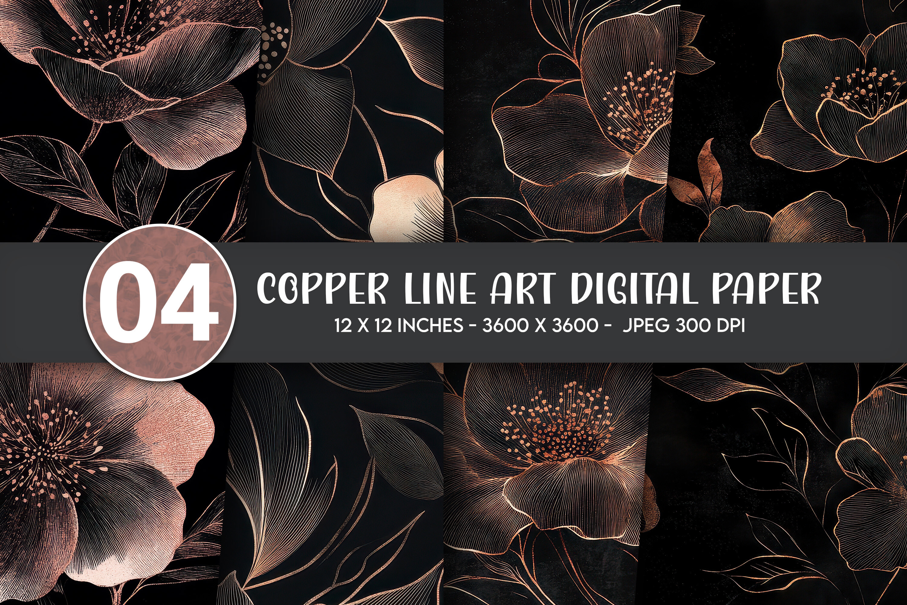 Copper Line Art Digital Paper Graphic by Artify Hub Studio · Creative ...