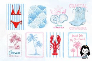 Coquette Coastal Summer Clipart Bundle Graphic by Cat Lady · Creative ...