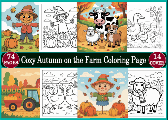 Cozy Autumn on the Farm Coloring Page